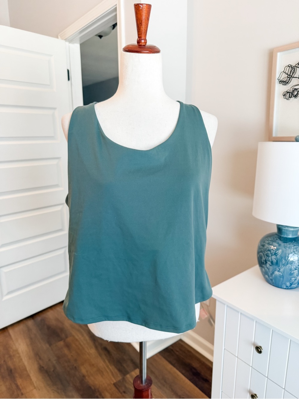 Green Active Powersoft Cropped Tank with Bra